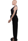 Beaded Off Shoulder Belt Loose Jumpsuit  XHXF-8688