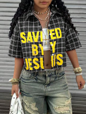 Contrast Color Plaid Print Shirts YWXS-K25L1767