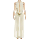 Deep V Neck Backless Tops Split Long Skirt Set XEF-K25S91283