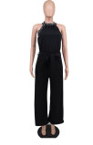 Beaded Off Shoulder Belt Loose Jumpsuit  XHXF-8688
