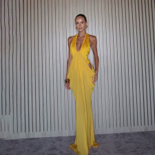 Deep V Neck Ruched Backless Maxi Dress XEF-K6D00781A