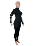 Long Sleeve Hot Drill High Collar Jumpsuit SHD-9958