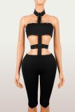 Solid Color Hollow Out Sexy Seventh Jumpsuit GXIY-K25L2040