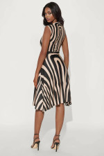 Stripe Print Sleeveless Midi Dress XHXF-481