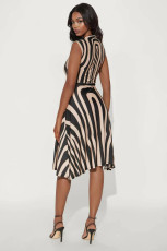 Stripe Print Sleeveless Midi Dress XHXF-481