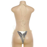 Sexy Tie Up Button Bikinis Three-Piece Swimsuit XEF-K25F91072