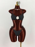 Polka Dots Print Tie Up Bikini 2 Piece Swimsuit GXIY-K26L2071
