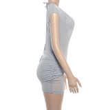 V Neck Backless Tie Up Dress Three Piece Set XEF-K25S88672