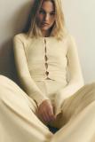 Hollow Out Long Sleeve Two Piece Pants Set YWXS-K26L2163