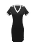 Plus Size Stripe Contrast Color Midi Dress DF-33521