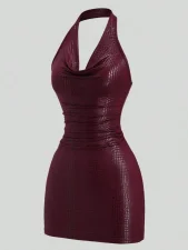Halterneck Backless Solid Color Mini Dress GXIY-K26L2323
