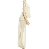 Deep V Neck Backless Tops Split Long Skirt Set XEF-K25S91283
