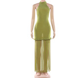 Sleeveless Halterneck Backless Maxi Dress XEF-K25D90748
