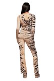 Animal Print Hoodie Color Block Two Piece Pants Set  YWXS-K26L2182