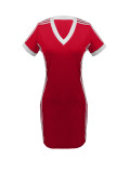 Plus Size Stripe Contrast Color Midi Dress DF-33521