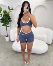 Yoga Sports Tank Tops Two Piece Shorts Set YWXS-K26L2183