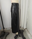 PU Leather Irregular Long Skirt GPBY-SK8201