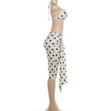 Polka Dots Print Halterneck Seventh Pants Two Piece Set GZJQ-K6S03118A