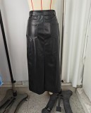 PU Leather Irregular Long Skirt GPBY-SK8201