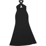 Halterneck Cross Backless Bandage Dress GSLF-K6D02418A