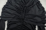 Solid Color Long Sleeve Ruched Mini Dress GJYO-305066