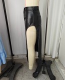 PU Leather Irregular Long Skirt GPBY-SK8201