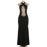Halterneck Cross Backless Bandage Dress GSLF-K6D02418A