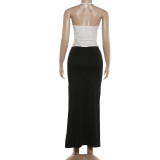 Sexy Hollow Out Halterneck Irregular Maxi Dress GZJQ-K6D00759A