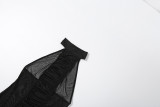 Mesh Patchwork See Through Backless Maxi Dress GSLF-K6D02617A