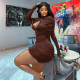 Solid Color Long Sleeve Ruched Mini Dress GJYO-305066