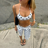 Polka Dots Print Halterneck Seventh Pants Two Piece Set GZJQ-K6S03118A