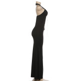 Halterneck Cross Backless Bandage Dress GSLF-K6D02418A