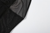 Mesh Patchwork See Through Backless Maxi Dress GSLF-K6D02617A