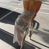 See Through Patchwork Tube Top Maxi Dress GZJQ-K25D89568
