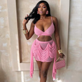 See Through Sling Ruched Mini Dress GSLF-K6D01031A