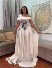Print One Shoulder Press Pleated Maxi Dress GMYU-10235