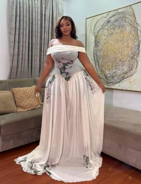 Print One Shoulder Press Pleated Maxi Dress GMYU-10235