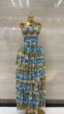 Print Wrap Chest Ruffles Maxi Dress GMYU-10069