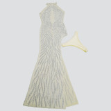 Sexy Hot Drill Backless High Split Maxi Dress NY-3761