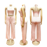 Solid Color Sleeveless Casual Two Piece Pants Set SFY-839