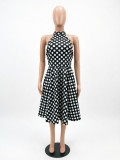 Polka Dots Print Off Shoulder Midi Dress CM-60325