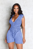 Casual Stripe Tie Up Knits Romper NYF-8208