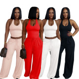Solid Color Sleeveless Casual Two Piece Pants Set SFY-839