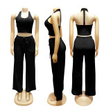 Solid Color Sleeveless Casual Two Piece Pants Set SFY-839