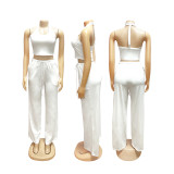 Solid Color Sleeveless Casual Two Piece Pants Set SFY-839