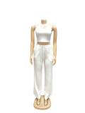 Solid Color Sleeveless Casual Two Piece Pants Set SFY-839