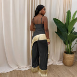 Sling Tassel Tops Wide Leg Pants 2 Piece Set CYA-902299