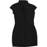 Short Sleeve Solid Color MIni Dress GYME-K6D02845A