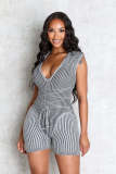 Casual Stripe Tie Up Knits Romper NYF-8208