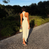 Sleeveless Solid Color Irregular Maxi Dress GYME-K25D90618